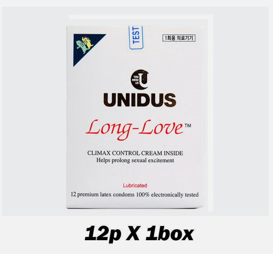 [Unidus] Long Love Delay condom 1box(12pcs)/Benzocaine for Climax Control/Latex