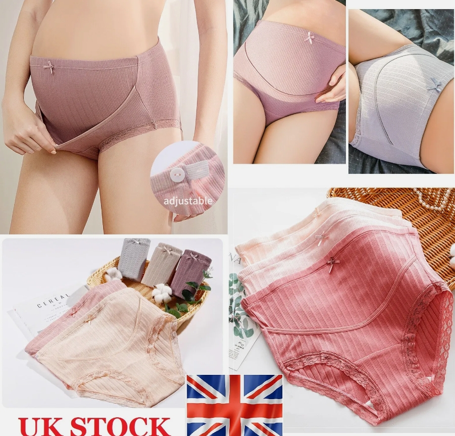 4PCS Maternity Knickers Adjustable High Cut Cotton Over Bump Underwear Panties